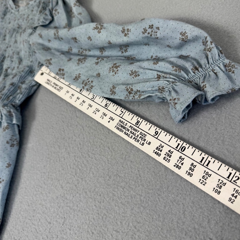 Zara Dress & Top‎ Set Kids 6-7 Floral Smocked Ruffle Boho Cottagecore Baby Blue - Picture 10 of 13